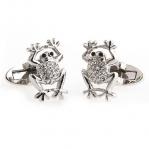 Silver Leaping Frog Inlaid Crystals Cufflinks.jpg